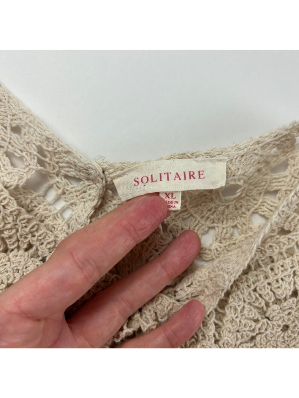 Solitaire Cream Crochet Bell Sleeve Pulloer Sweater XL - Picture 4 of 7